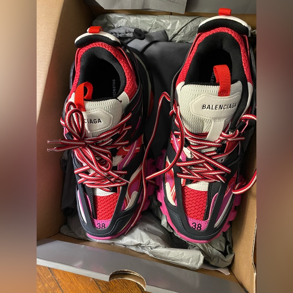 Balenciaga Pink Black White Red Triple-S Runner Sneakers